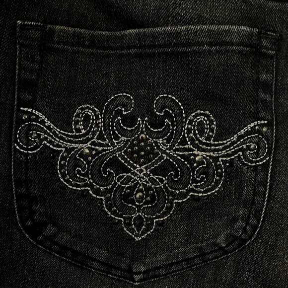 Chico's Platinum Womens Embellished Bootcut Jeans Faded Black Size 2.5 or US 14 - Picture 4 of 6
